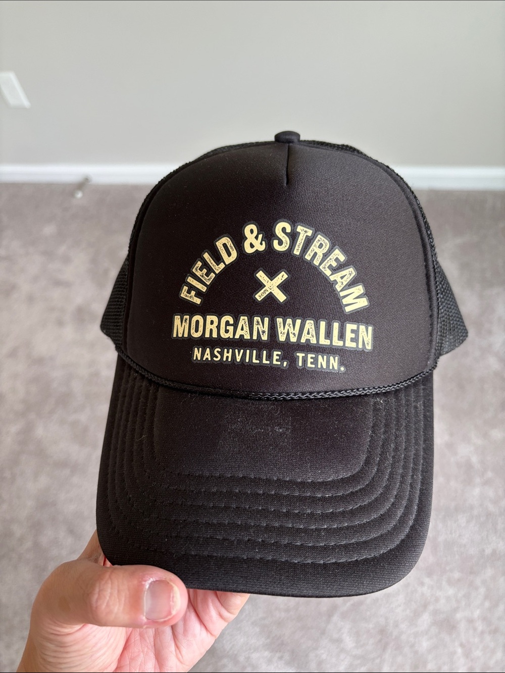 Field & Stream Black Trucker Hat with Yellow Embroidered Logo
